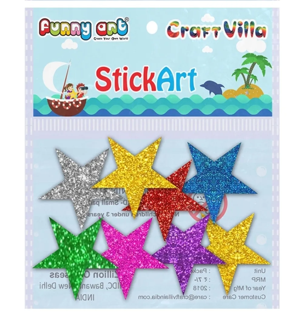 Craft Villa Sparkle Glitter Self Adhesive Multicolor Eva Foam Sticker (Star Shape) Stickers for Craft , DIY, Scrapbooking and Decoration etc